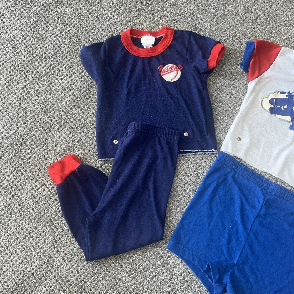 Vintage 1980's Carters 4T Pajama‎ Set Lot. Snap Bottoms And Tops. Pj's.